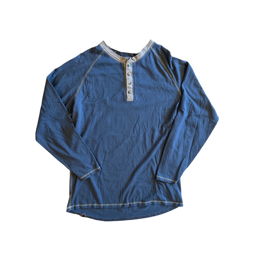 Legendary Whitetails Mens Blue Cotton Long Sleeve Henley Shirt LG